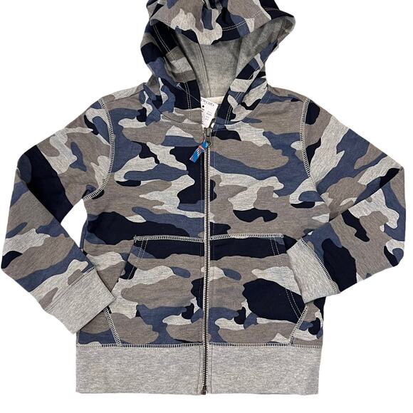 NWT J. Crew Boys' Blue & Grey Camo Fleece Full-Zip Hoodie - Picture 3 of 9